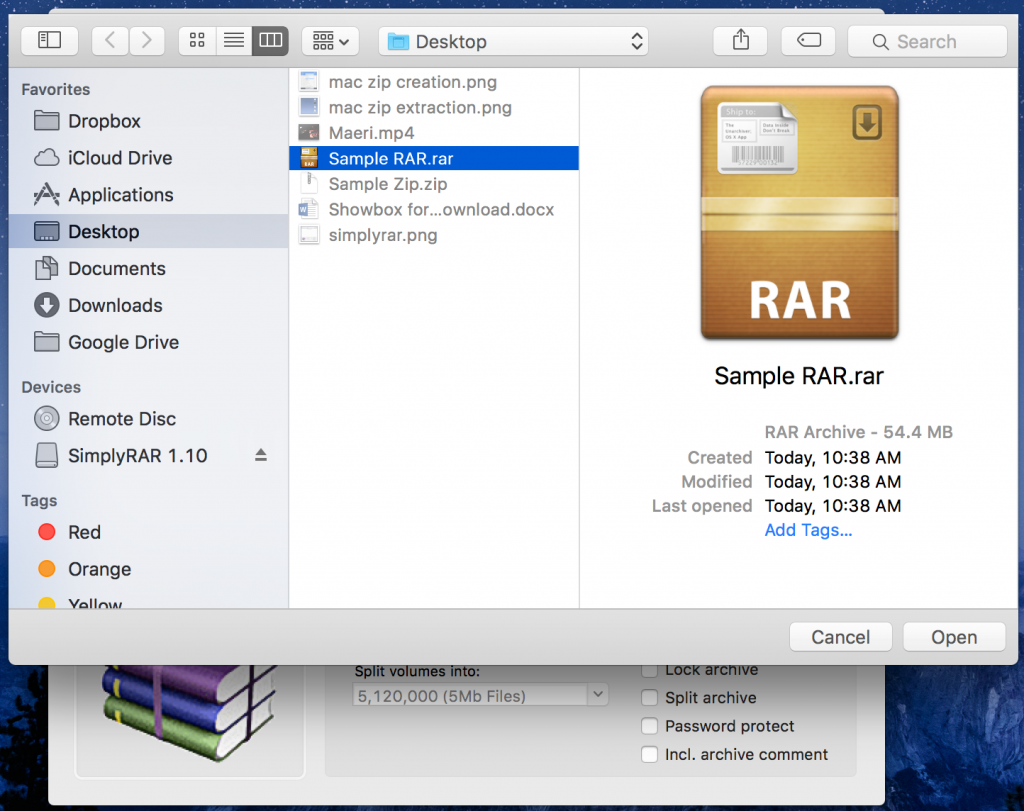 unzip rar files on mac for free
